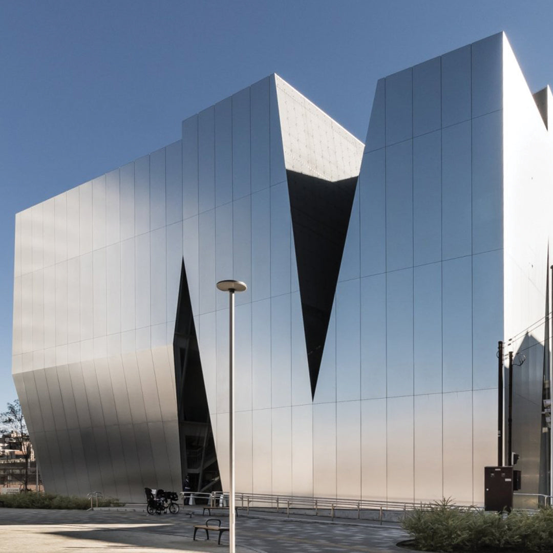 Angular metal facade of a contemporary cultural building