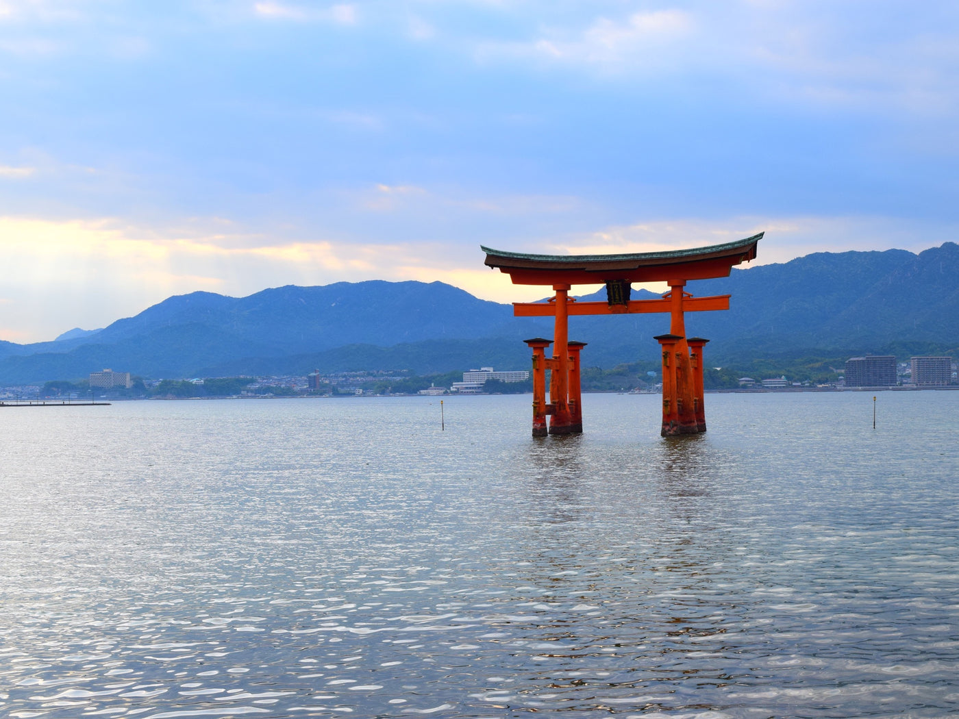 Itsukushima torii standing in the water off Miyajima