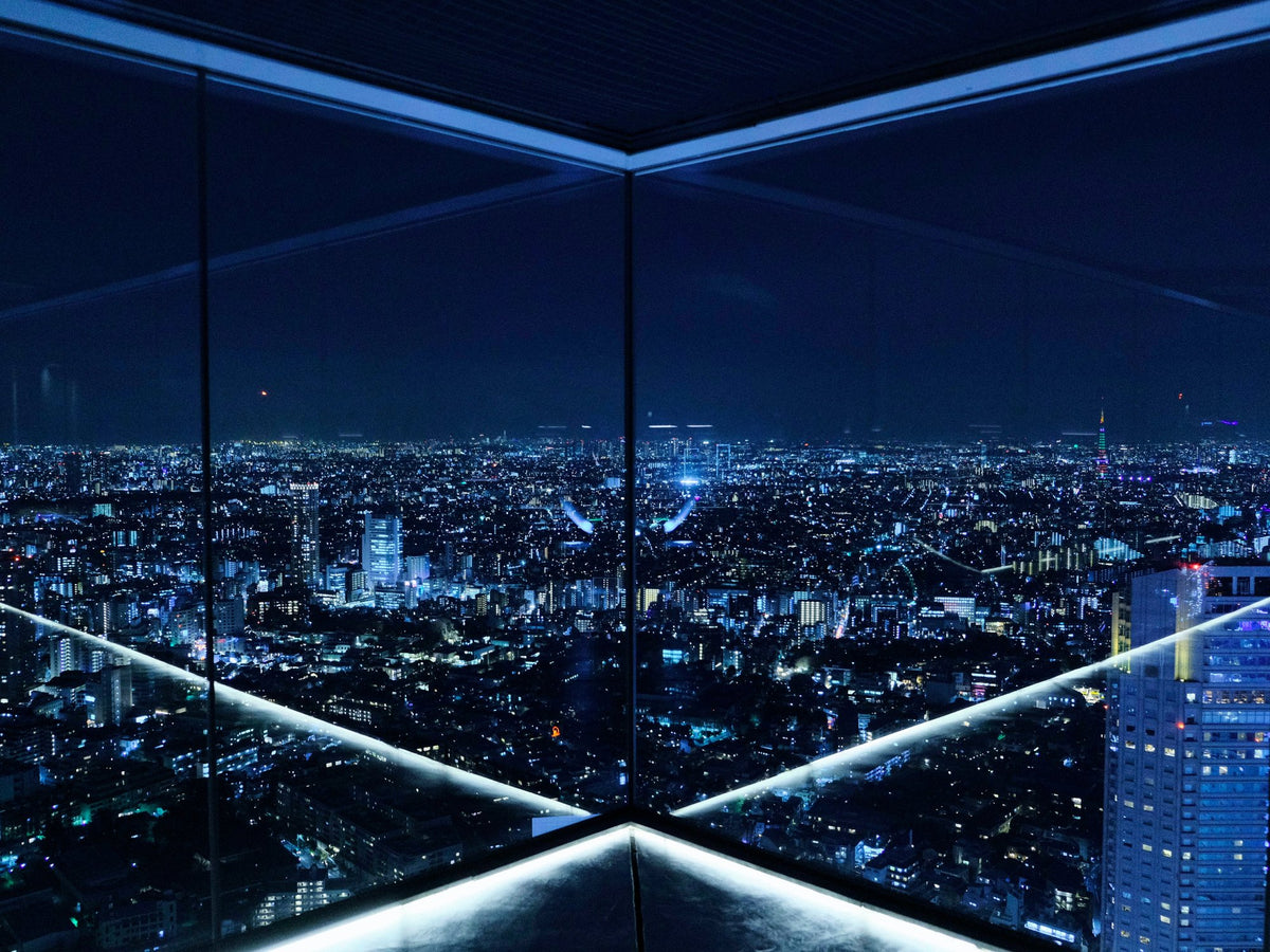 Tokyo skyline illuminated at night from an observation deck